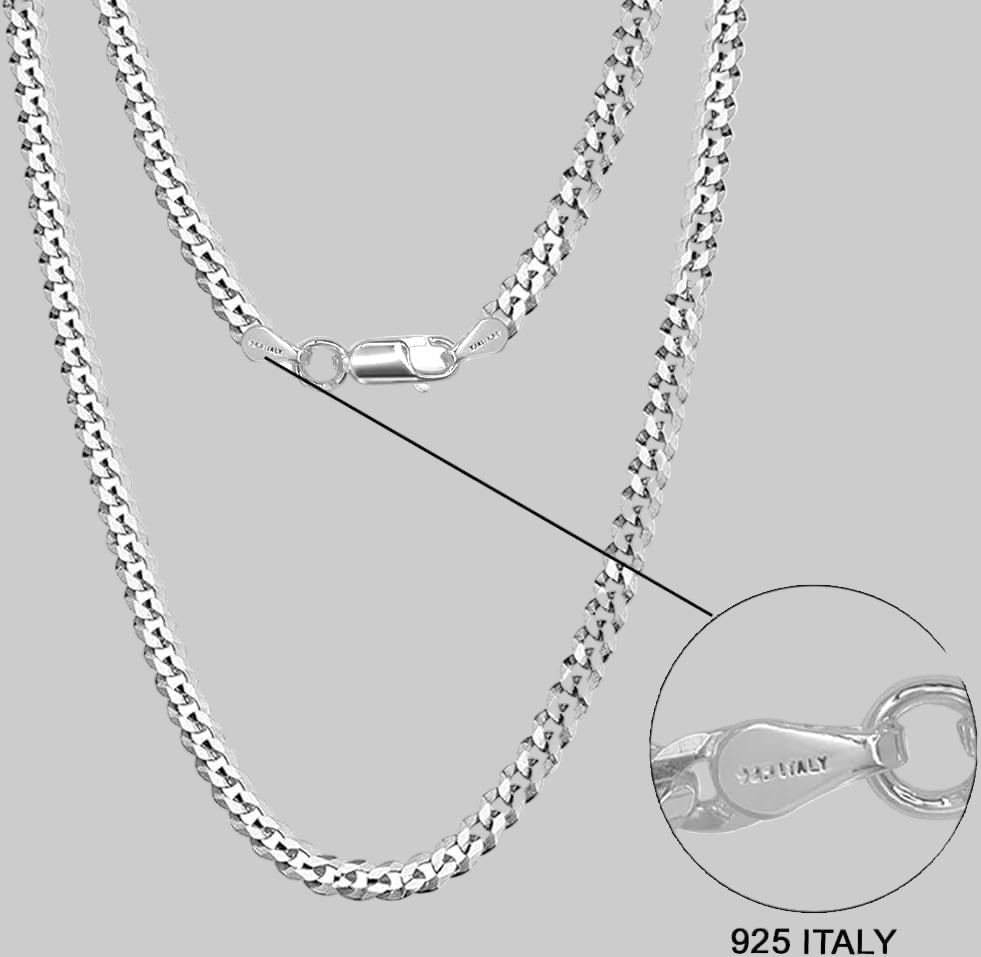 Solid 925 Sterling Silver Italian 4.5Mm, 6Mm Diamond-Cut Cuban Link Curb Chain Necklace for Men Women (16, 18, 20, 22, 24, 26 Inches), Made in Italy