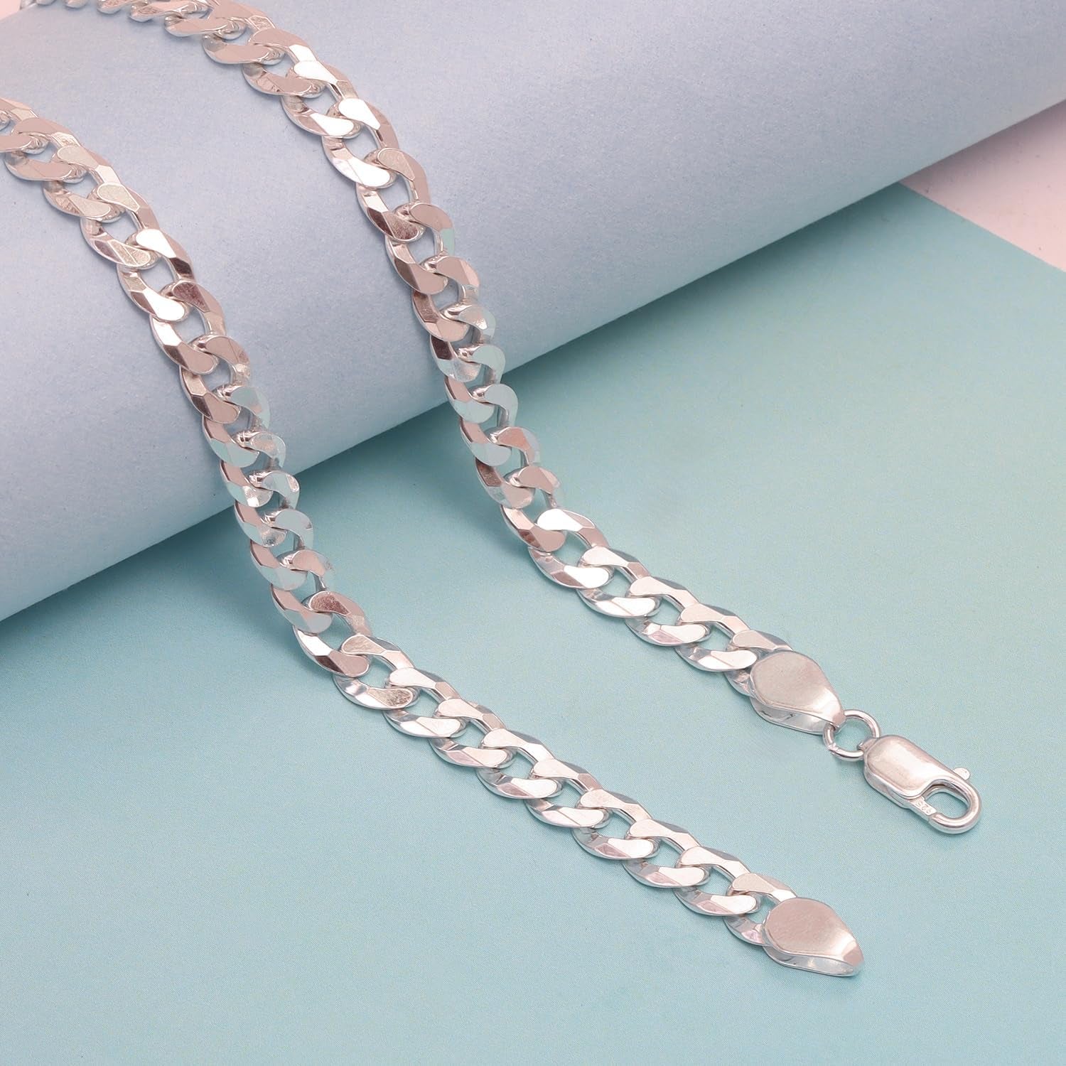 Solid 925 Sterling Silver Italian 4.5Mm, 6Mm Diamond-Cut Cuban Link Curb Chain Necklace for Men Women (16, 18, 20, 22, 24, 26 Inches), Made in Italy