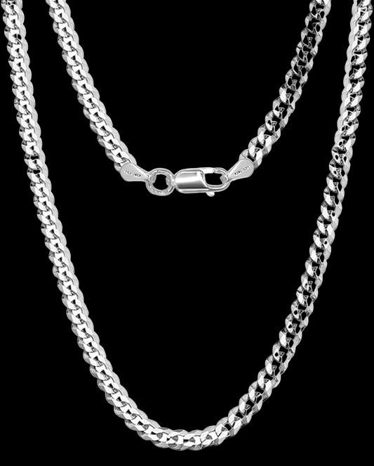 Solid 925 Sterling Silver Italian 4.5Mm, 6Mm Diamond-Cut Cuban Link Curb Chain Necklace for Men Women (16, 18, 20, 22, 24, 26 Inches), Made in Italy